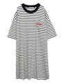 HEART POCKET STRIPED DRESS/ホワイト