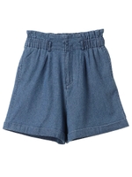 ・ウエストフリルデニムショートパンツ/ライトインディゴ