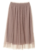 ・ラメチュールプリーツスカート/ベージュ