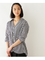 【WEB限定】洗えるネジりブラウス/ネイビー(393)