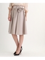 【WEB限定サイズあり】ウエストリボンマークフレアスカート/ライトベージュ(051)