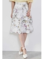 ◆アシメラッフルフラワープリントスカート/ホワイト(030)