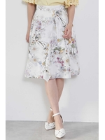 ◆アシメラッフルフラワープリントスカート/ホワイト(030)