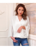 【Latina】カシュクールフレアスリーブトップス/ホワイト(001)