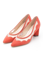 チュールポインテッドトゥパンプス/レッドスエード