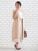 フェイクスエードVネックコート/ピンクベージュ