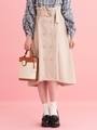 フロントボタンフレアスカート/ベージュ