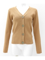 【Alluge】ブレーディングリブカーディガン/ベージュ(005)