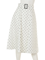 【ドラマ着用】ベルト付きフレアスカート(追加生産:ドット)/ホワイト