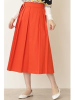 ベルト付タックフレアチノスカート/レッド(100)