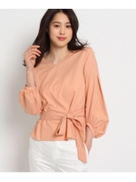 ボリューム袖ベルテッドシャツ/ホワイト(001)