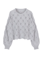 レース編みライトニットプルオーバー/杢グレー