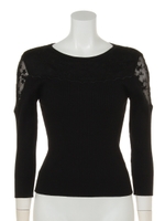 ヨークレース切替ニット/ピンク