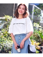 【CHILLE】ロゴプリントチュニックTシャツ/ホワイト(001)