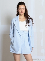 ストライプテーラードジャケット/ブルー