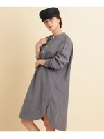 Gymplex(R) ゆるシルエットノーカラーシャツ/ライトグレー(011)