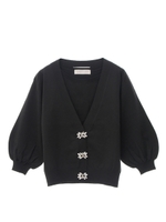 【アンサンブル】ビジューボタンＶネックアンサンブル/ブラック