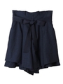 【パンツ】ハイウエストフリルショートパンツ/ネイビー