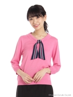 スカーフ付きニット/ピンク