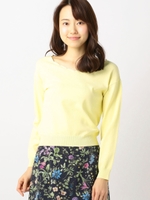 衿ぐりスカラップ刺繍ニット/黄系