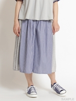 先染めMIXギャザーパンツ/ブルー