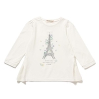 【キッズサイズ向け】花刺繍入りエッフェル塔Ｔシャツ