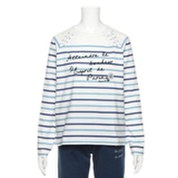 【30%OFF】パネルボーダーレースアップTシャツ