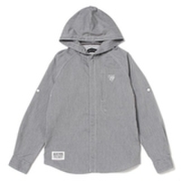 ロゴ刺しゅう入りフードつきシャツジャケット