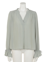 パウダーサテンキャンディースリーブブラウス/ピンク