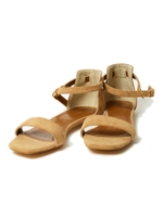 スエードアンクルストラップヒールレスサンダル/ベージュ