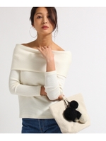 テレコオフショルダーニット/ホワイト(001)