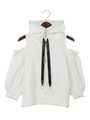 肩あきジップパーカー/ホワイト