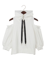 肩あきジップパーカー/ホワイト