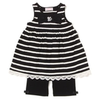 【30%OFF】スカラップボーダーワンピース＆レギンスセット