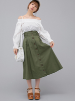 WEGO/チノ前ボタンタックミディスカート