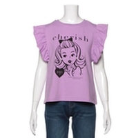 ガールプリントフリル袖Tシャツ