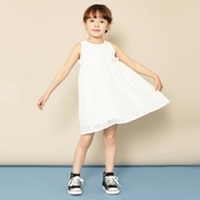 コットンレースロング丈ワンピース