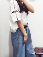 WEGO/スリットラインロゴTシャツ