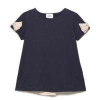 【33%OFF】【LIEN】肩リボン後ろシフォン切り替えTシャツ