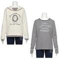 【50%OFF】セーラーカラー裏毛トレーナー×ロゴ刺しゅう入りボーダーTシャツセット