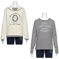 【50%OFF】セーラーカラー裏毛トレーナー×ロゴ刺しゅう入りボーダーTシャツセット