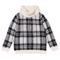 【50%OFF】タートルネックチェック柄モールニット