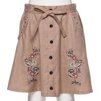 【50%OFF】フラワー刺しゅうチェック柄スカート