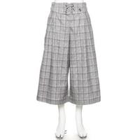 【50%OFF】レースアップチェック柄ガウチョパンツ