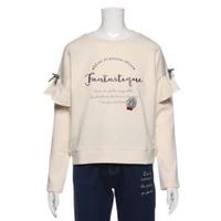 【50%OFF】袖フリルつきロゴ入り裏毛トレーナー