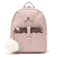 チャーム＆ポーチつきフェイクレザーリボンリュック