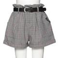 フェイクレザーベルトつきグレンチェック柄ショートパンツ