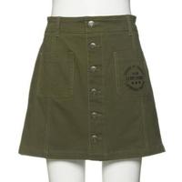 前ボタンツイル台形スカパン