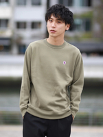 [18AW 新作アイテム]裏起毛ライオン刺繍ベーシッククルーネックスウェット