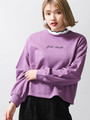 WEGO/リブフリルネックロゴスウェット